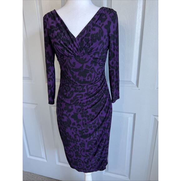 American Living Dresses & Skirts - American Living Jersey Dress Sz 2 Stretch Ruched Empire Faux Wrap Cocktail Midi